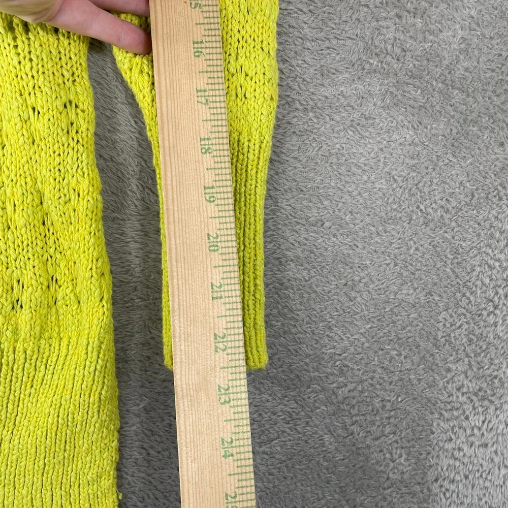 Free People Hot Tropics Sweater Womens XS Green Pointelle Open Knit Tunic Slit